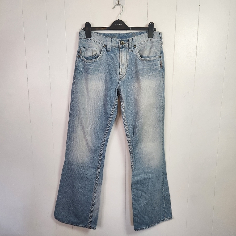Silver Jeans Mens Grayson Bootcut Vintage Y2K Light Wash Distressed Size 32x32